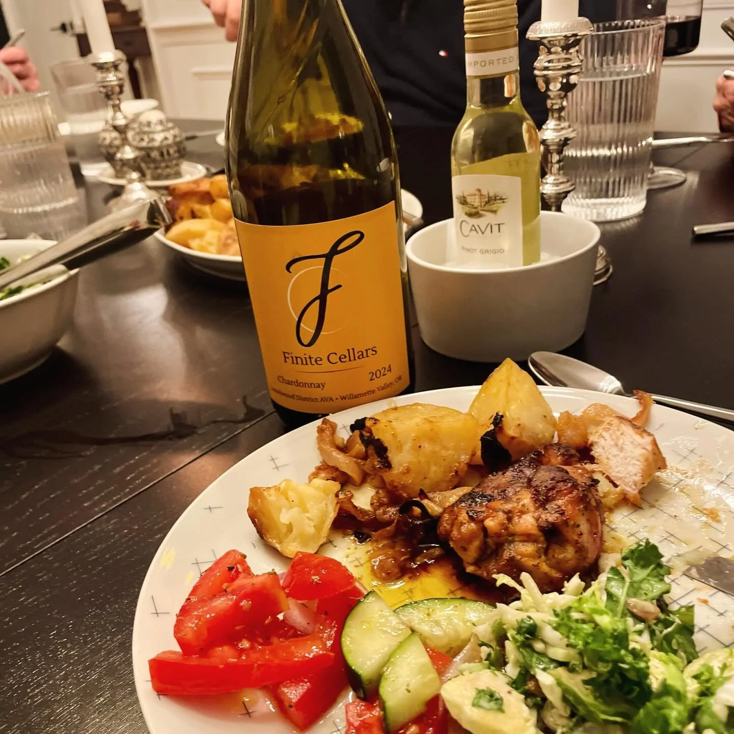 Happy #FiniteFriday! We&rsquo;re highlighting a guest recommendation because it sounds so delicious.  @beautifulwriting.kske messages us from a house warming in Villanova, PA to recommend Greek Chicken and lemon potatoes with Finite&rsquo;s Laurelwoo