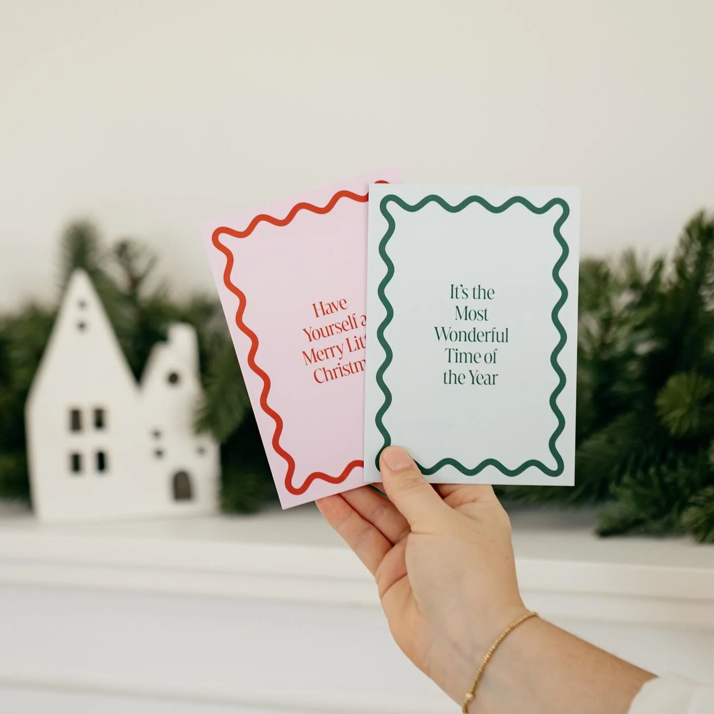 A fun and modern way to say Merry Christmas. With the busyness of the season, don&rsquo;t forget that handwritten messages inside a beautiful card either accompany a gift, or simply on its own is a way to add a personal touch. 

Designed and printed 