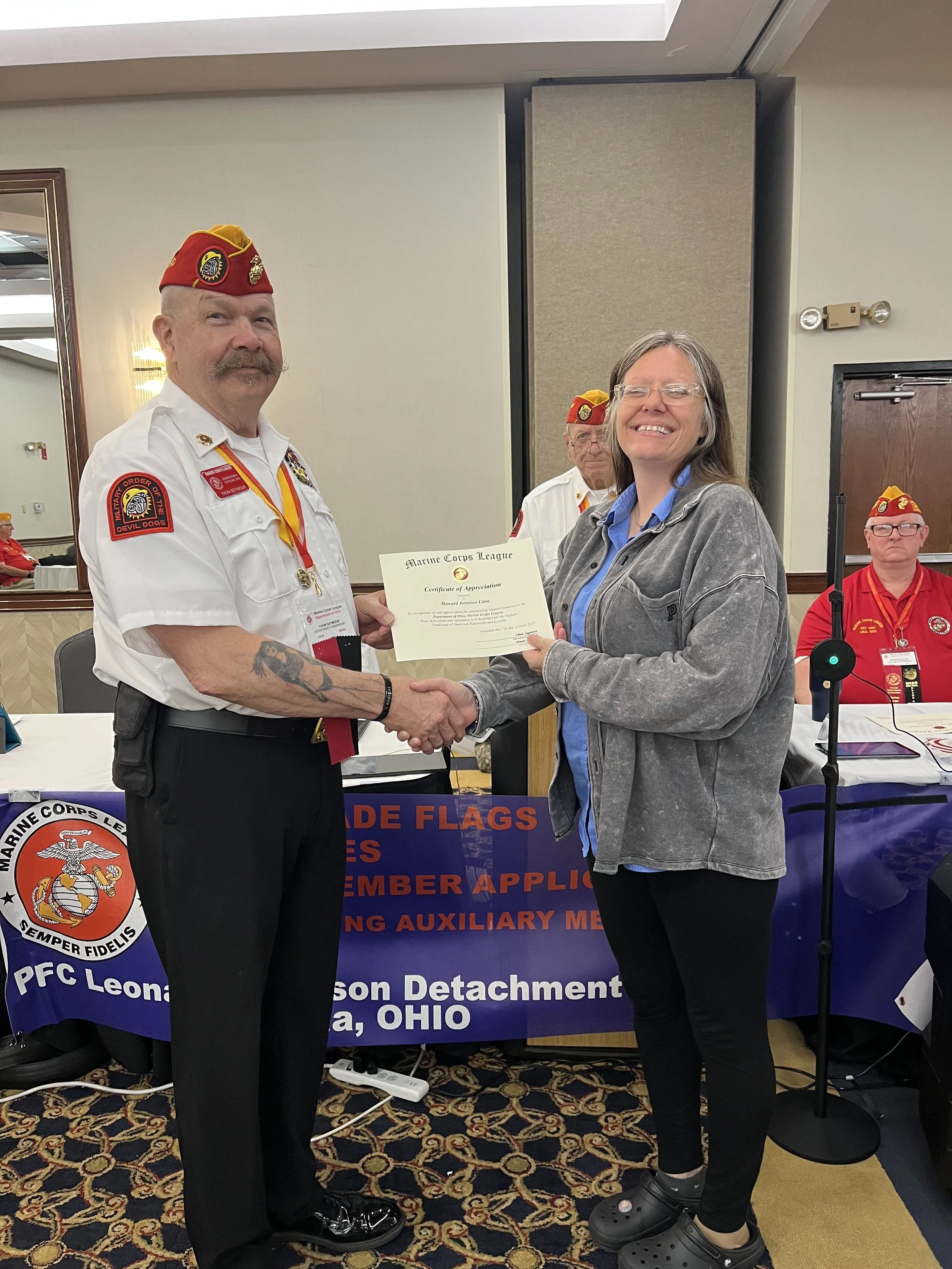 Howard Johnson Certificate of Appreciation