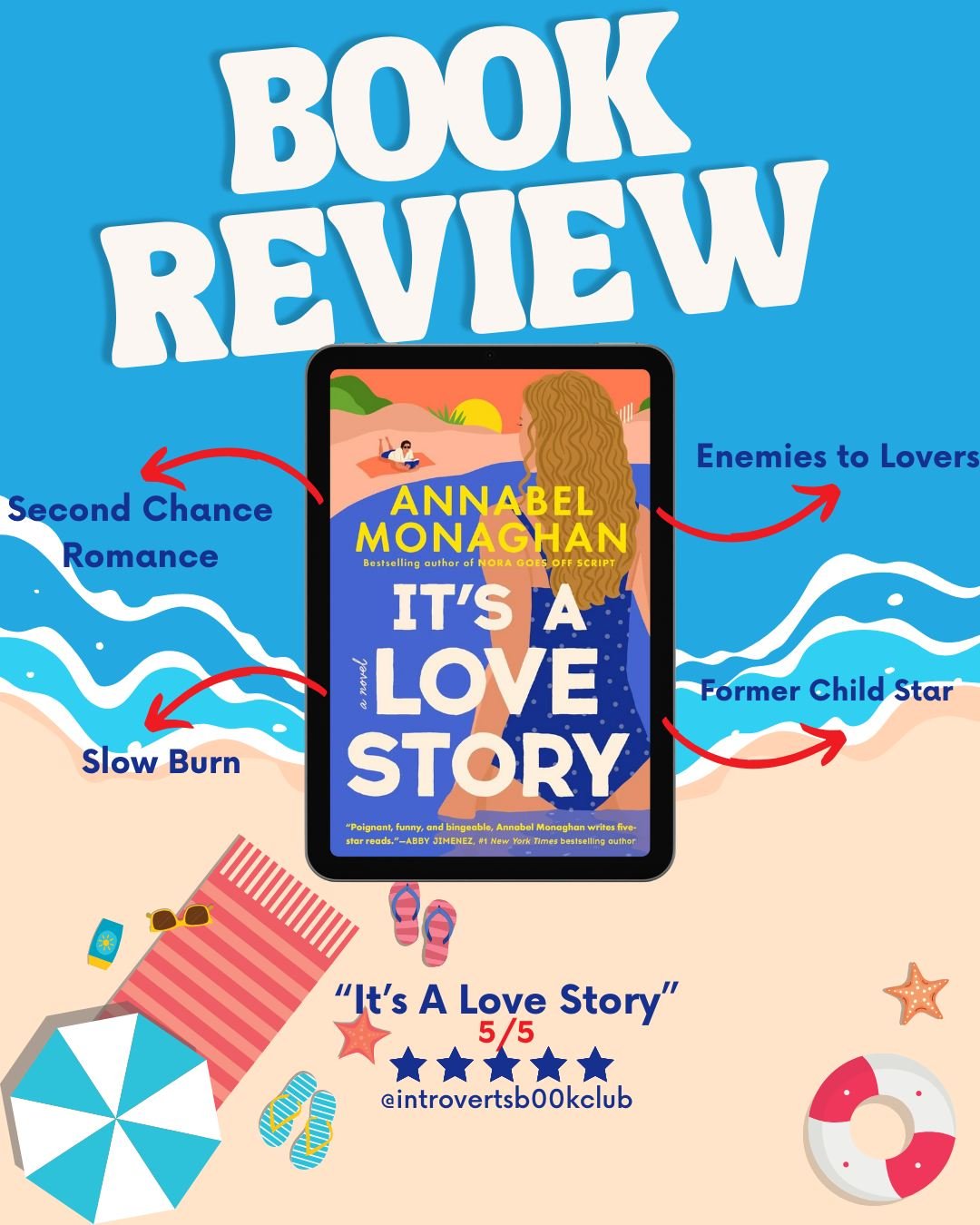 It's A Love Story by Annabel Monaghan Out NOW! @annabelmonaghan
Rating: 5/5
Spice: 0/5
Plot: 5/5
Primary Genre: Contemporary Romance
My Thoughts:
Annabel Monaghan (I have now crowned her queen of summer beach reads) has the Midas touch - I hav