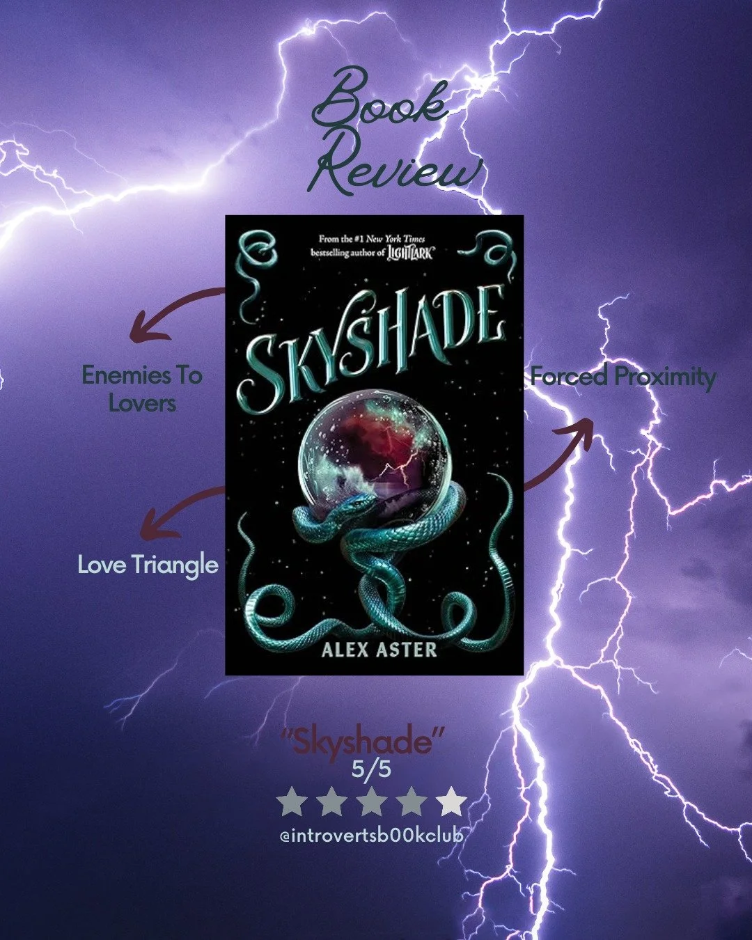 Skyshade by Alex Aster

Rating: 5/5

Spice: 1/5

Plot: 5/5

Back in Grim&rsquo;s castle on Nightshade, Isla is reeling in the wake of a brutal battle &amp; the devastating truths it exposed. Her future &amp; the fate of the world now hinge on a heart