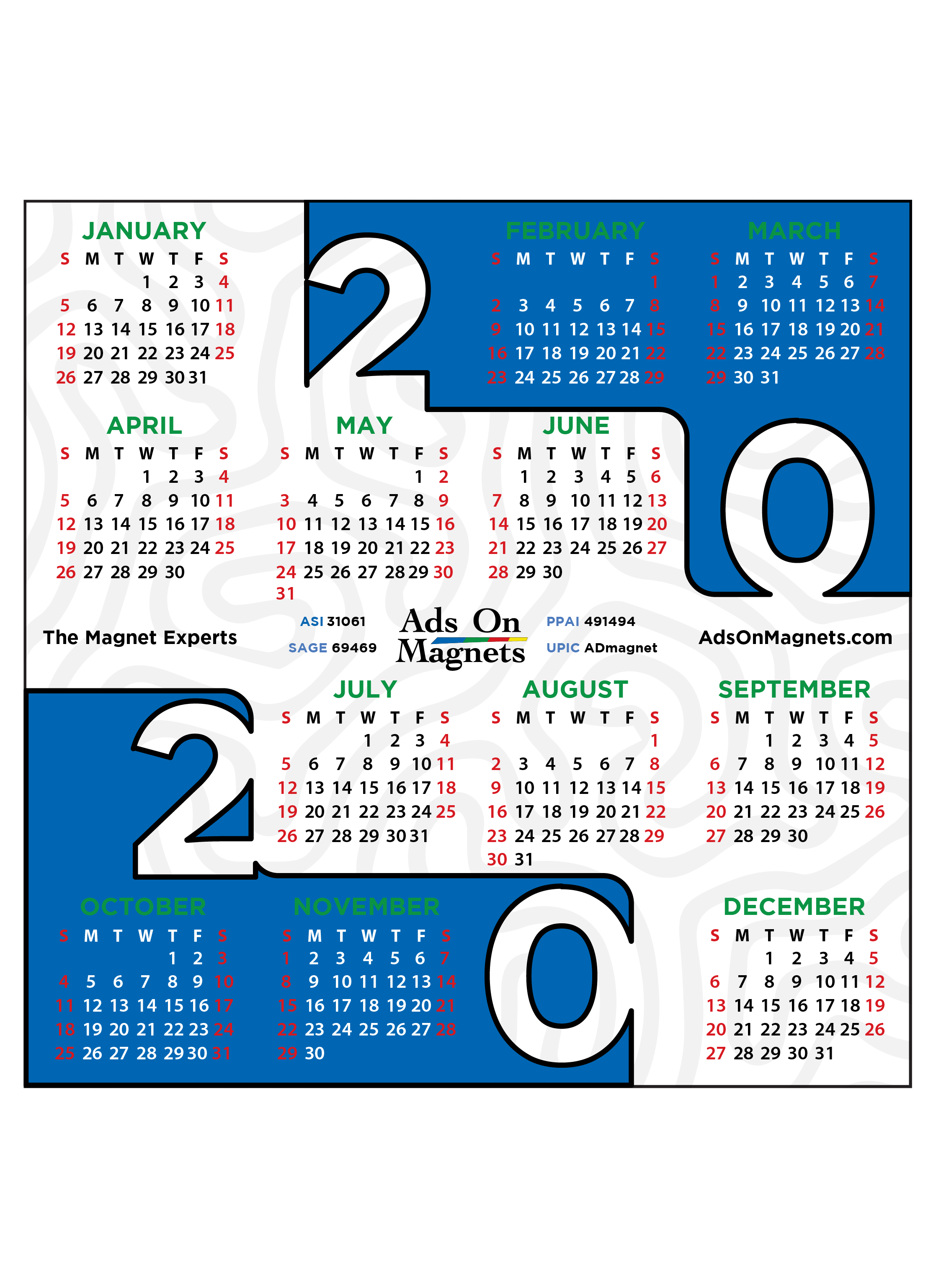 Ads on Magnets 2020 Magnet Calendar