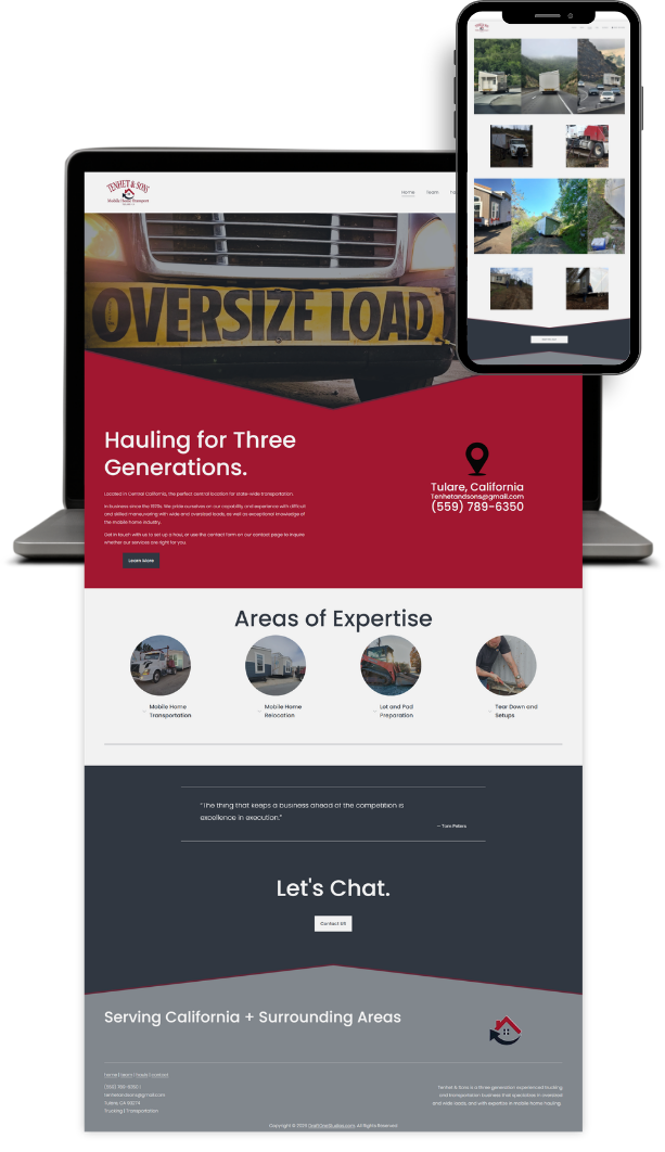 web design for trucking company, web design for blue-collar business, web design, brand identity, third-party integrations, mobile site design, landing page design