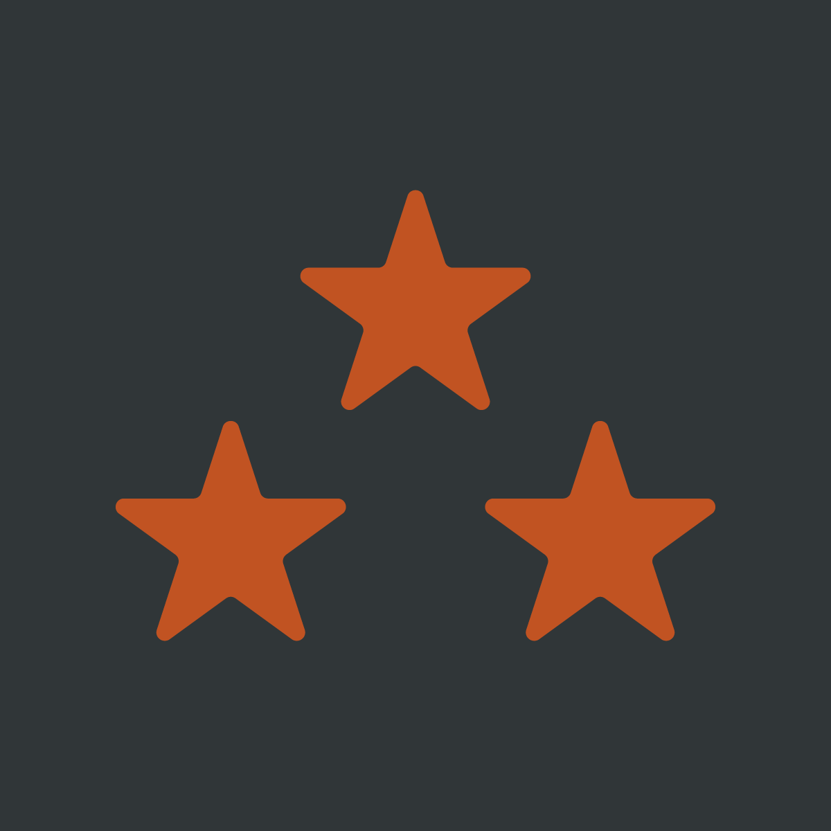Three red stars on a black background.