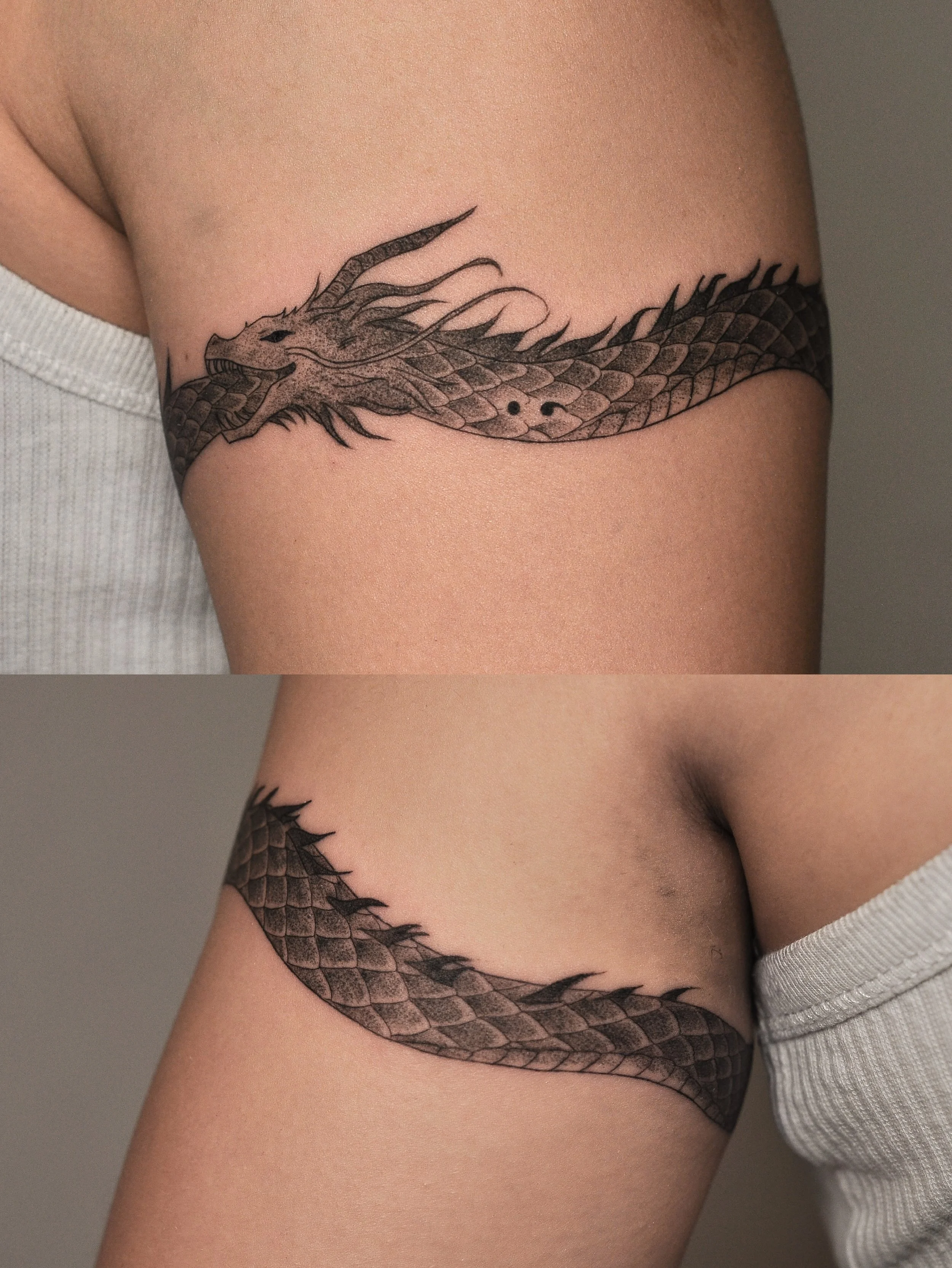 Ouroboros Dragon for Abbey&rsquo;s first tattoo 🐉

Sep - Oct Bookings open 💌
Please use my booking form (linked in bio) or DM for enquiries !

#australiatattoo #finelinetattoo #illustrativetattoo #dragontattoo #ouroborostattoo