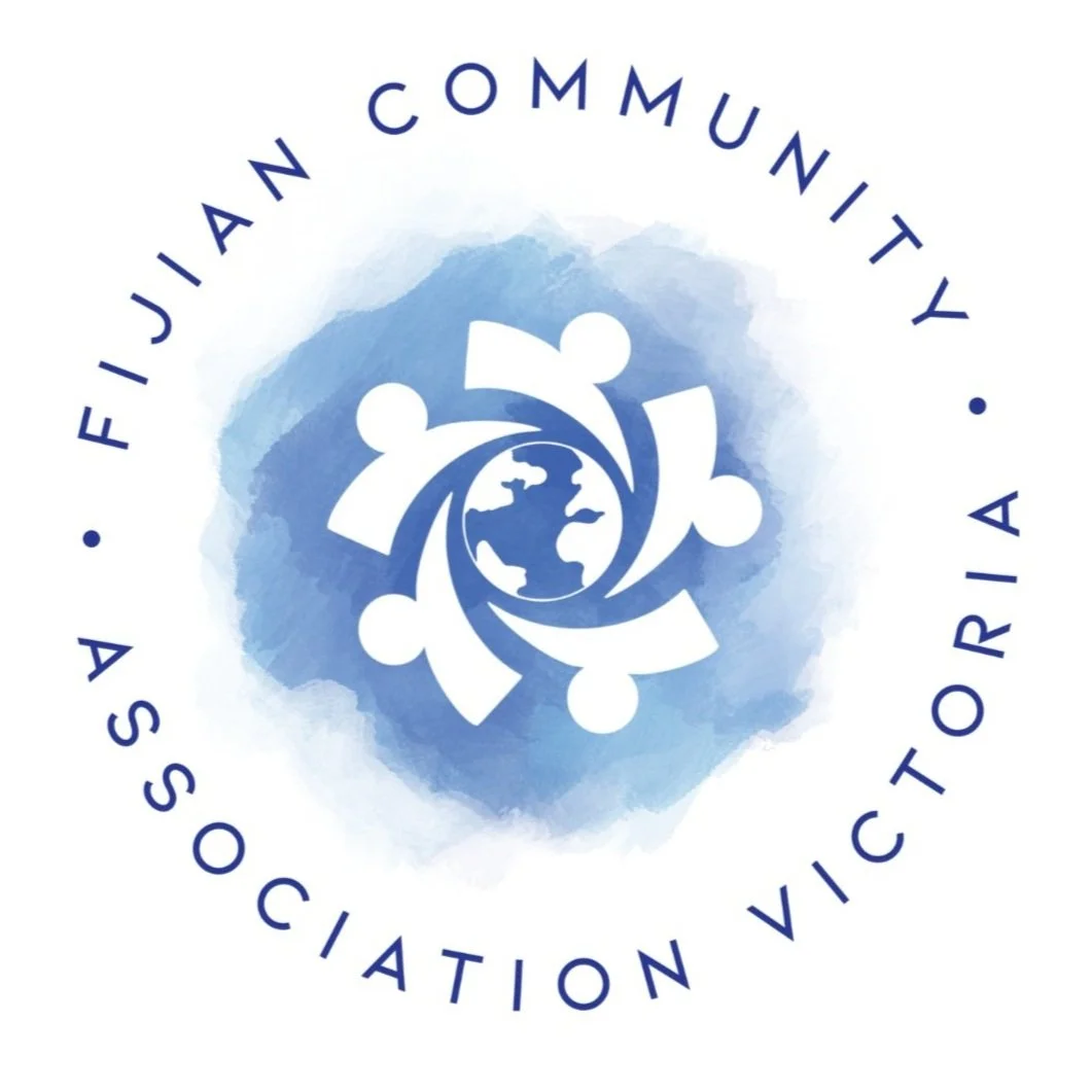 Logo of the Fijian Community Association Victoria featuring an image of the world. There is text around it that says the name of the organisation.