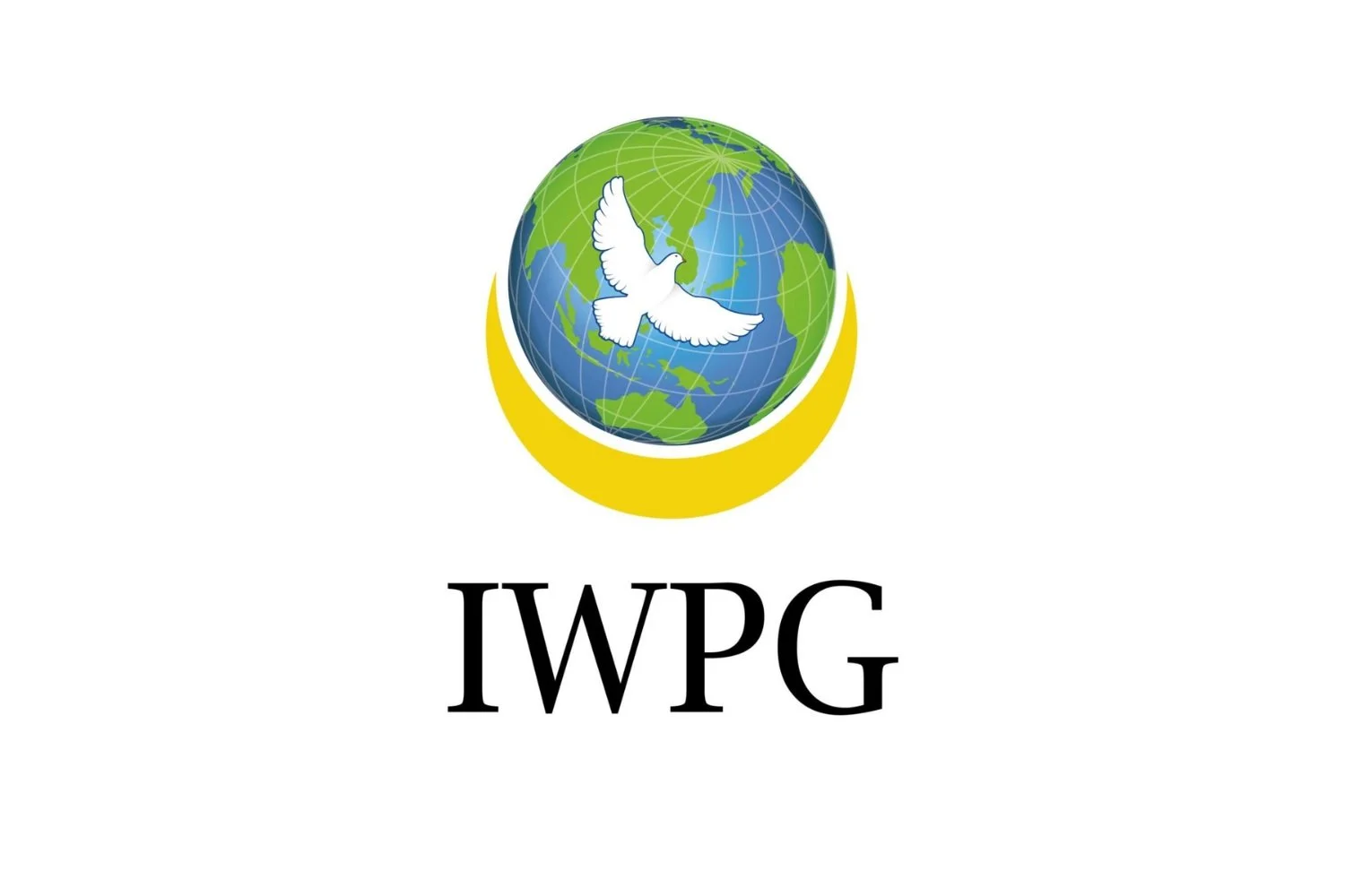 Logo of the International Women's Peace Group Victoria featuring an image of the world with a dove flying across it. There is text beneath that says "IWPG."