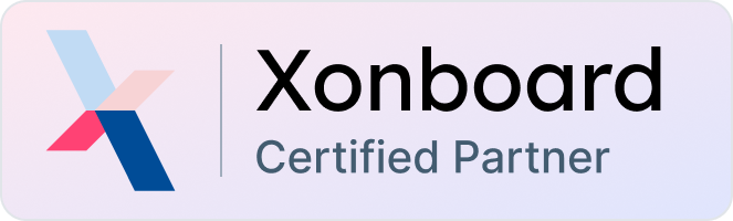 Xonboard Certified Partner logo with company's name and branding.