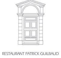 Illustration of a classical architectural door with "Restaurant Patrick Guilbaud" written below.