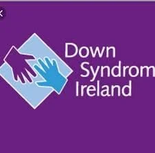 Logo of Down Syndrome Ireland featuring overlapping hands on a purple background.