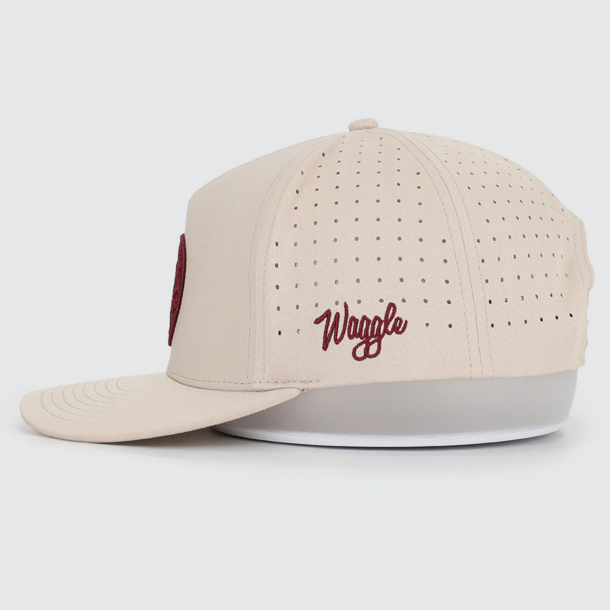 Waggle Smoaked It hat, left side view with Waggle script logo