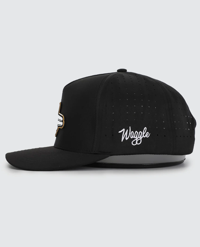 Waggle Shooter hat, side view showing curved bill