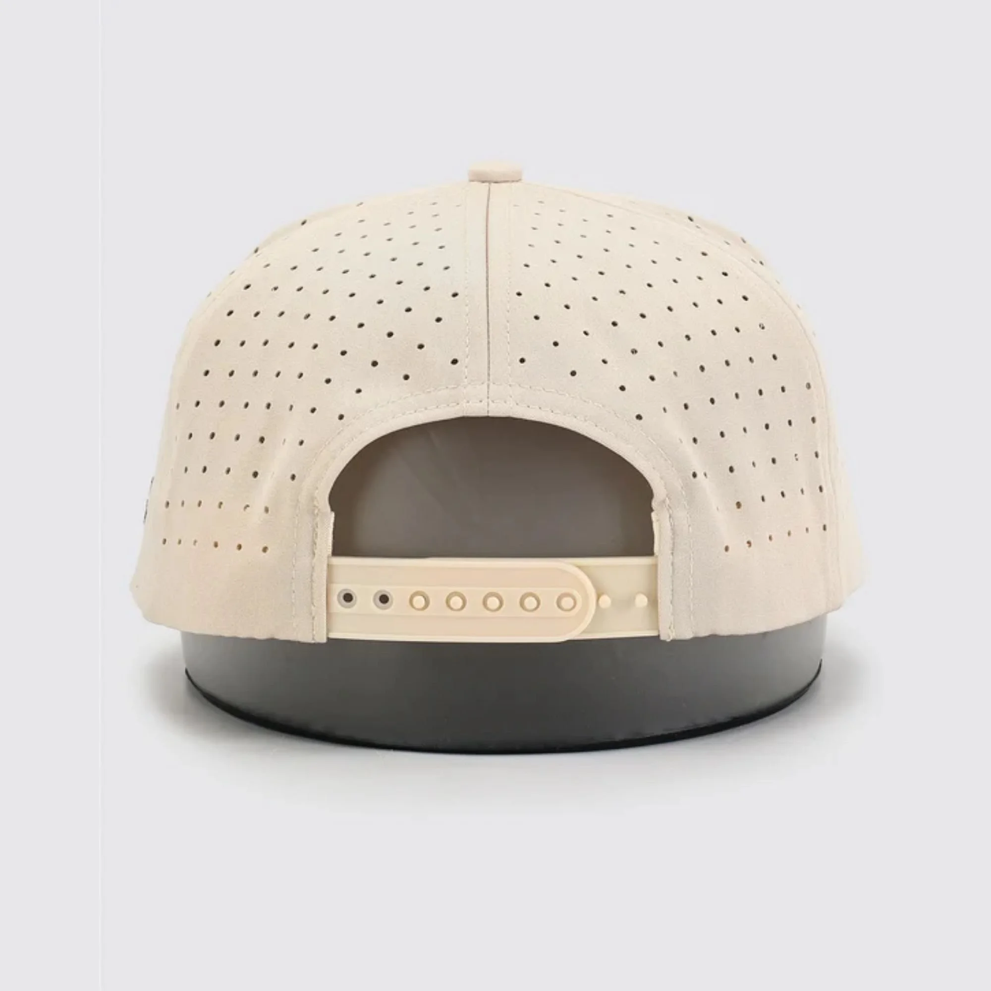 Waggle OB Outlaw hat, tan, back view showing adjustable strap closure