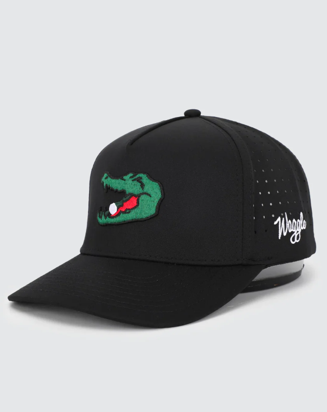 Waggle Chubbs hat, angled front view showing Waggle logo on side panel