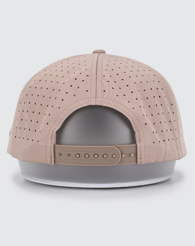 Waggle Highlander hat, brown, back view showing adjustable strap closure