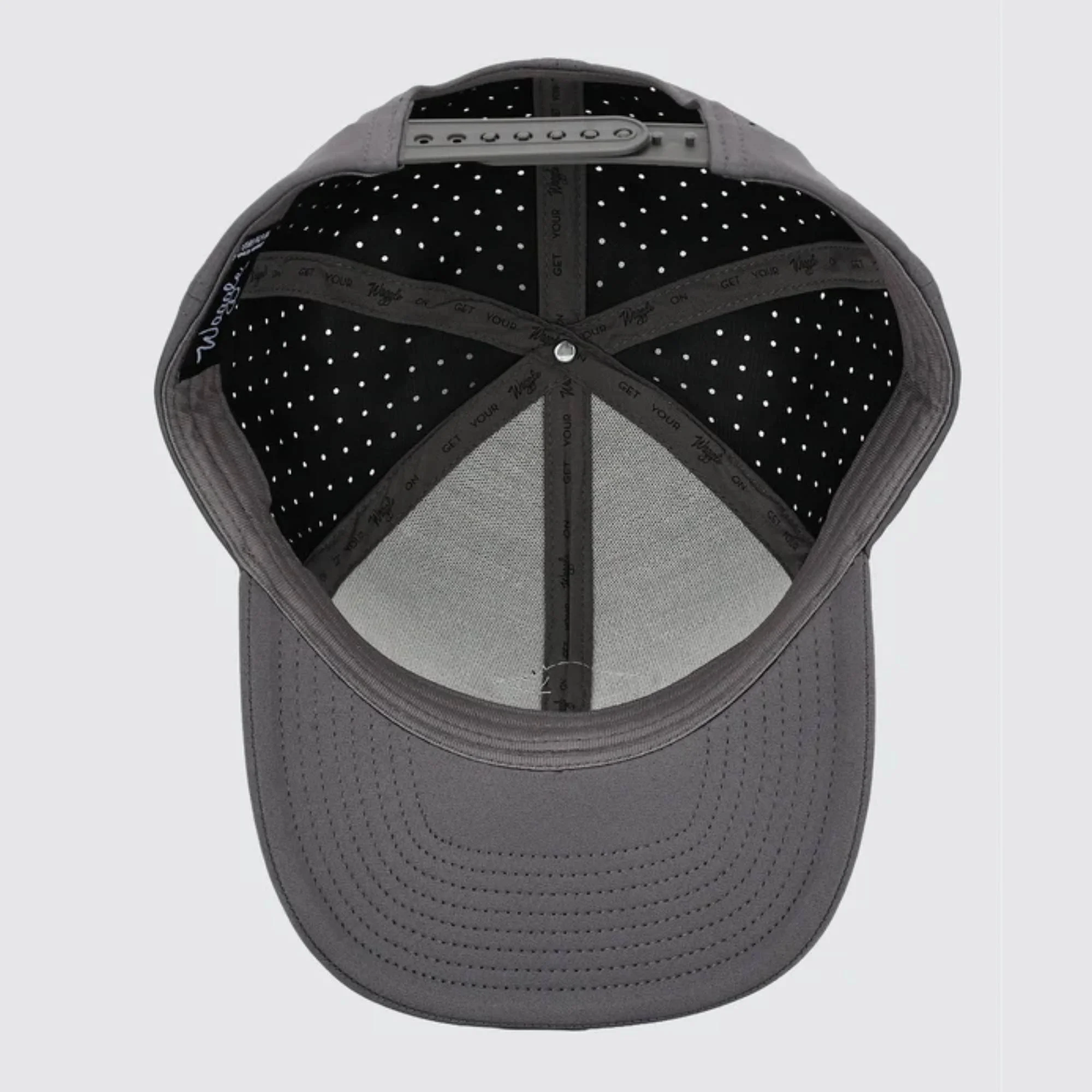 Waggle Origin hat, underside view showing structured six-panel crown
