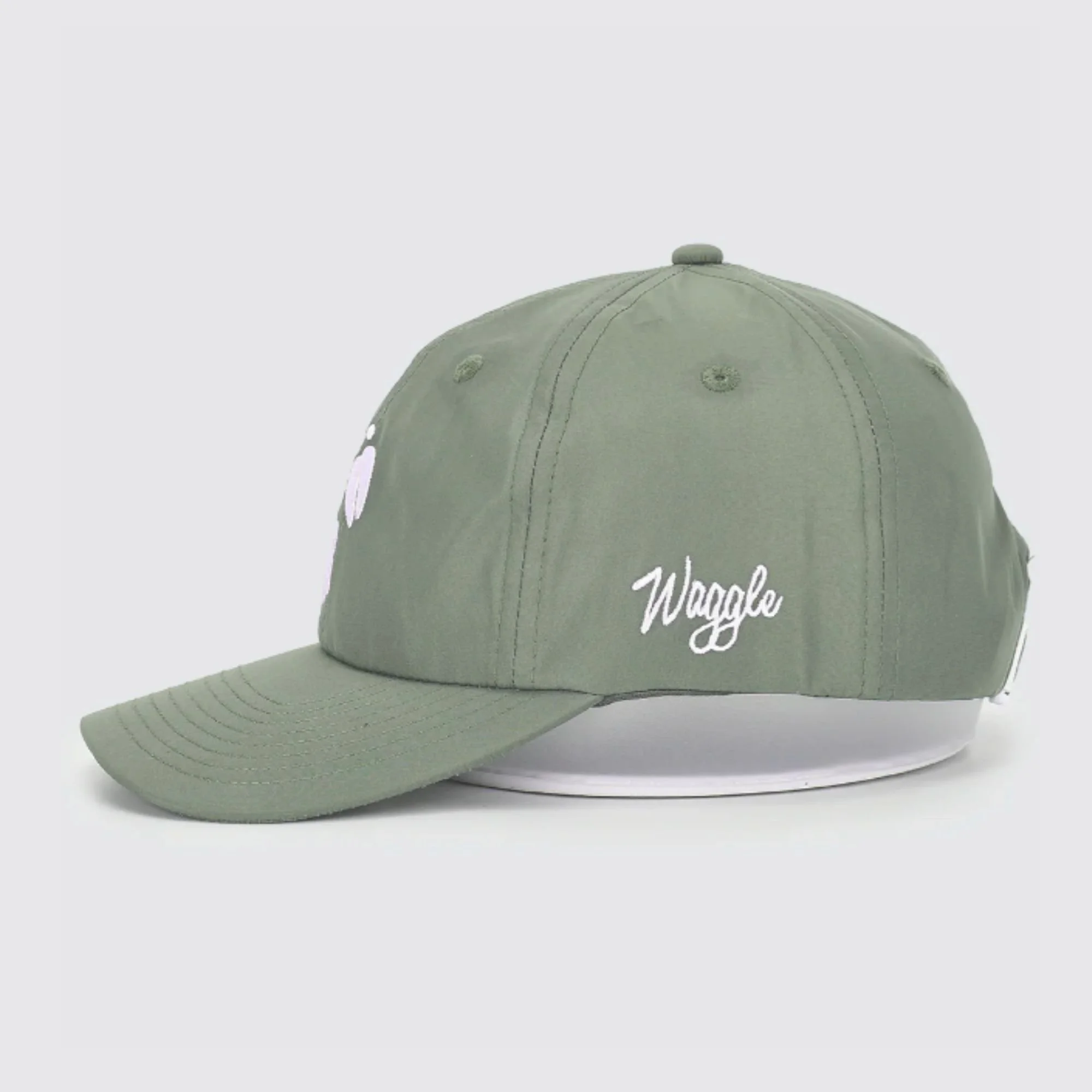 Waggle Fresh Tracks Flight hat, opposite side view with Waggle script logo