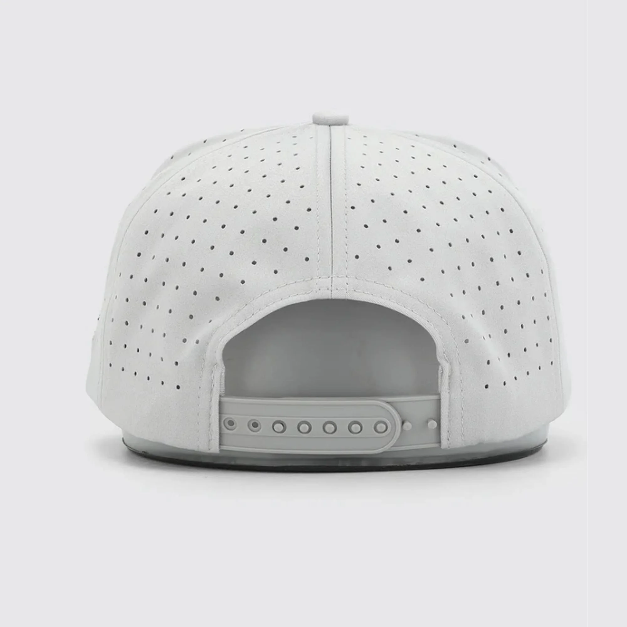 Waggle Stinkin' It Up hat, light grey, back view showing adjustable strap closure