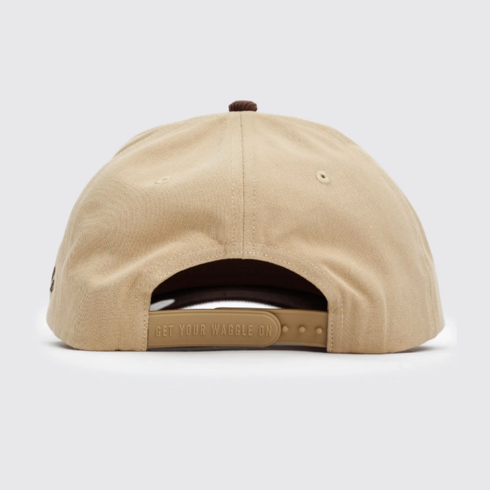 Waggle Upland Corduroy Brim hat, back view showing adjustable strap closure