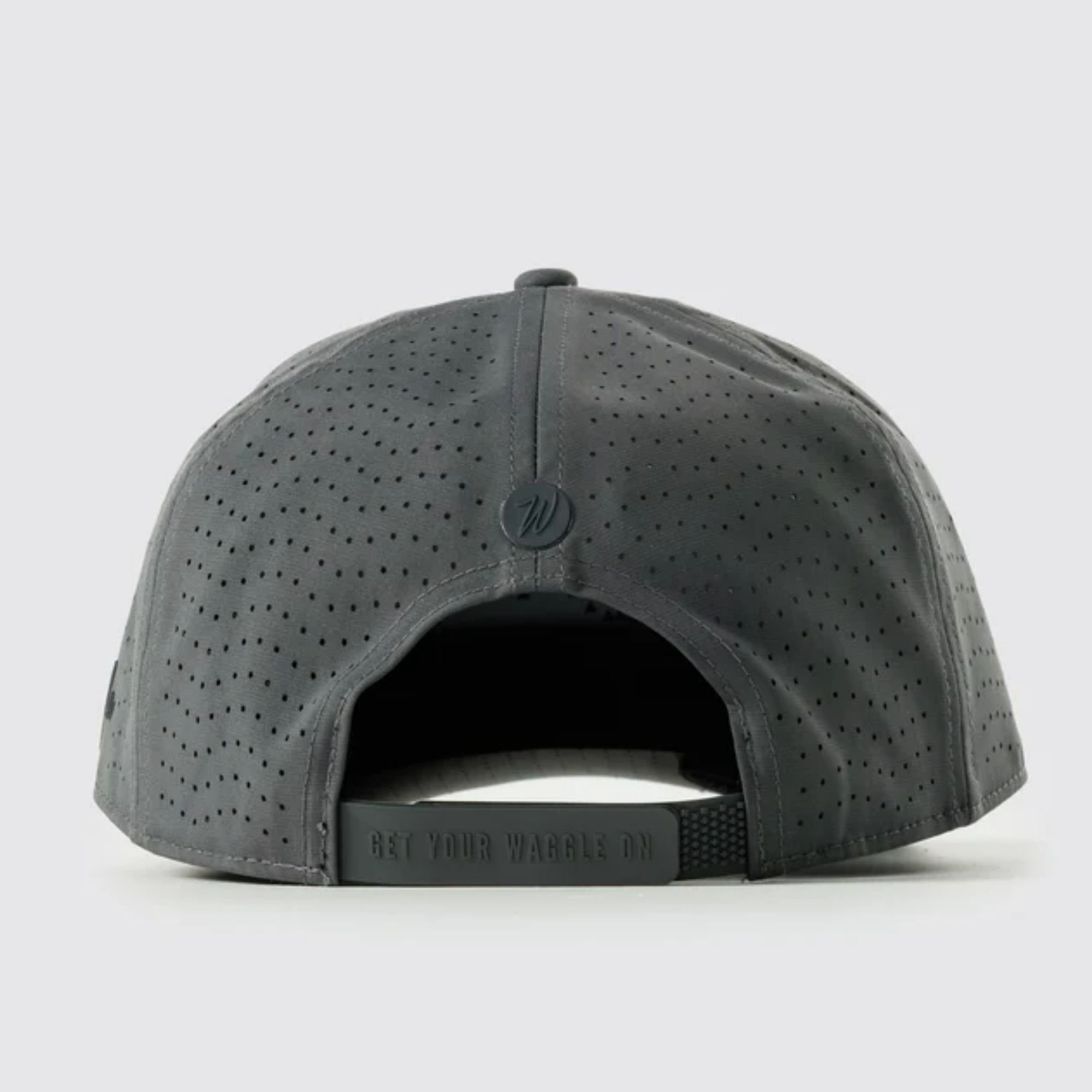 Waggle Great Bear Repel hat, charcoal grey, back view showing snapback closure