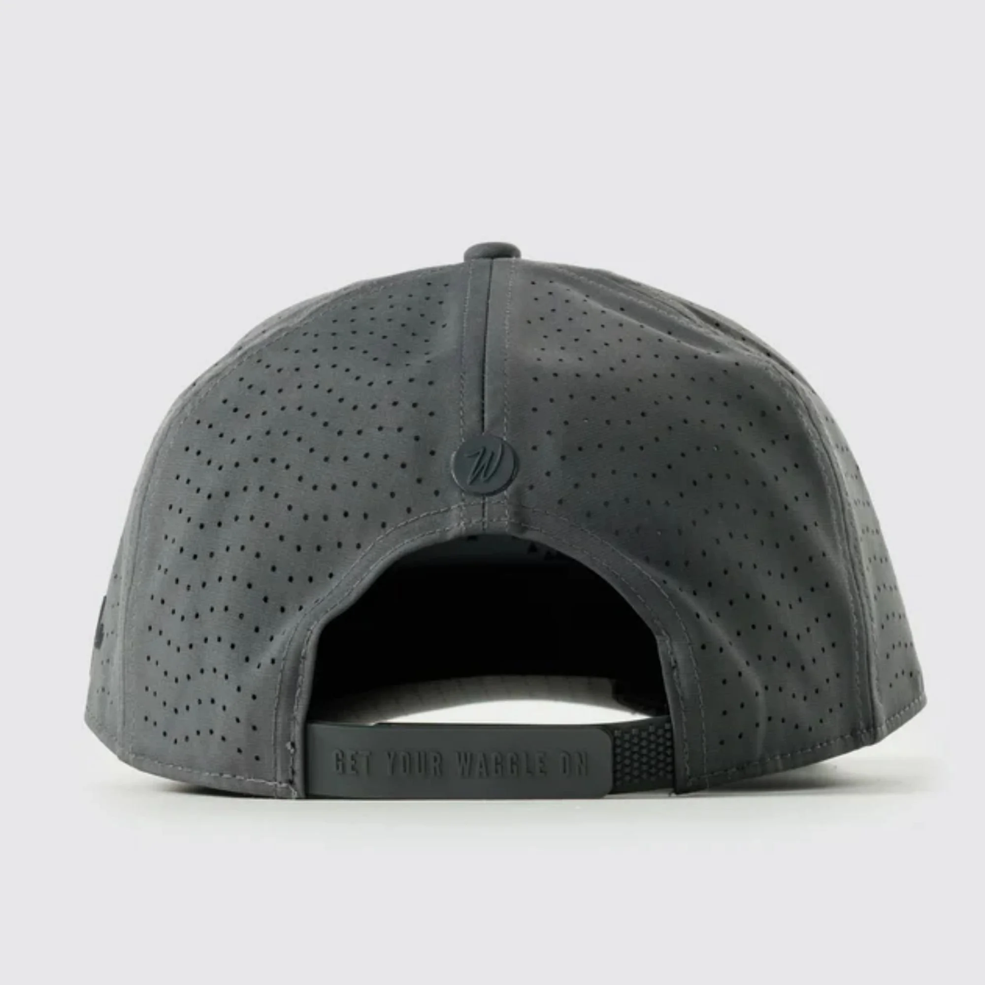 Waggle Great Bear Repel hat, charcoal grey, back view showing snapback closure