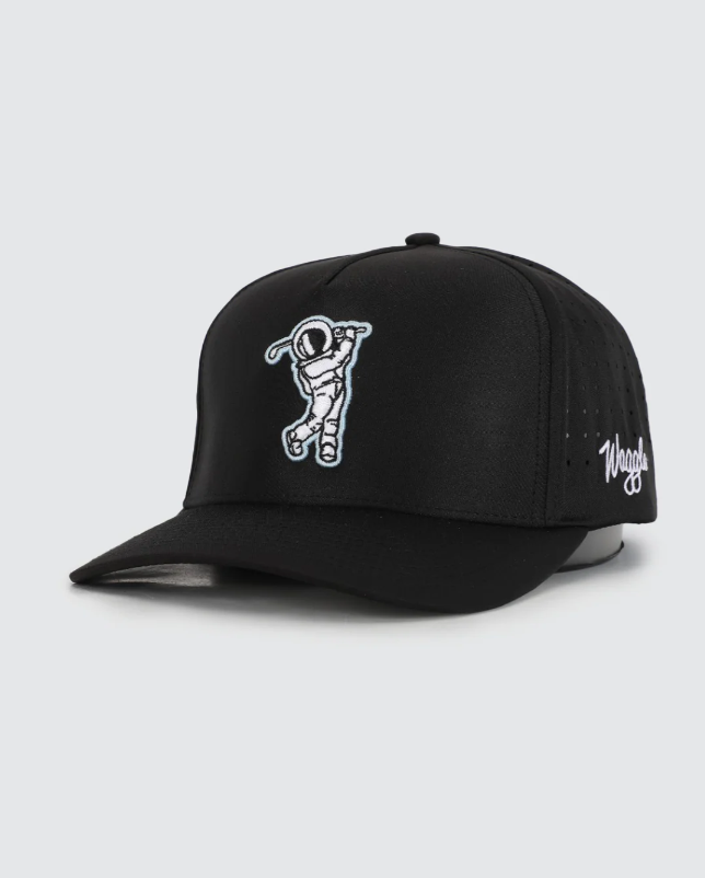 Waggle Moon Shot hat, angled front view showing astronaut embroidery detail