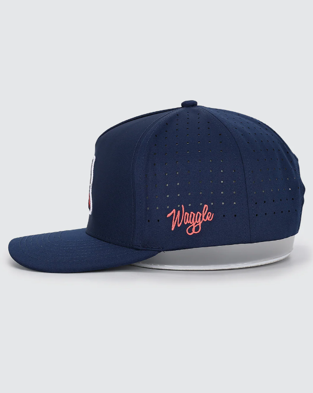 Waggle Kodiak hat, side view showing curved bill and Waggle logo
