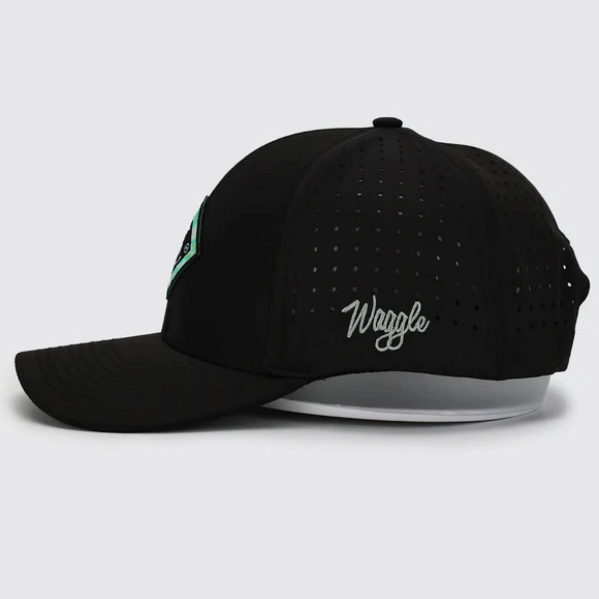 Waggle Hunting Club hat, opposite side view with Waggle script logo