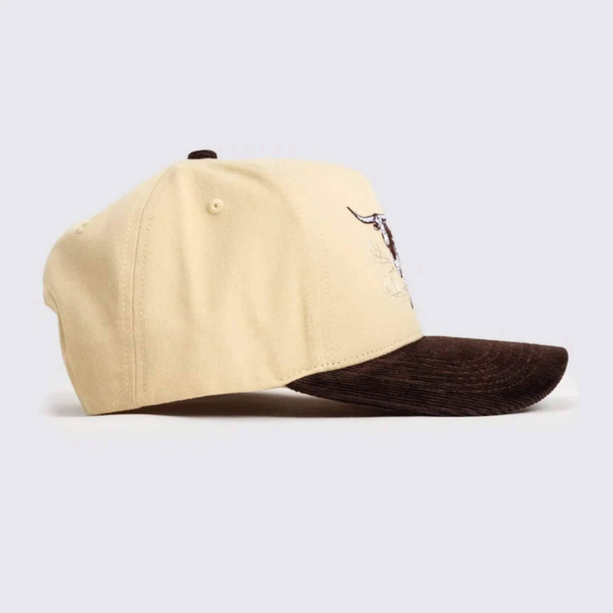 Waggle Steer Corduroy Brim hat, opposite side view showing brown corduroy brim
