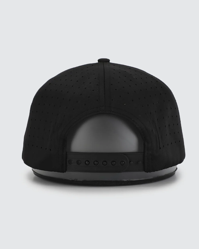 Waggle Shooter hat, back view showing adjustable strap closure