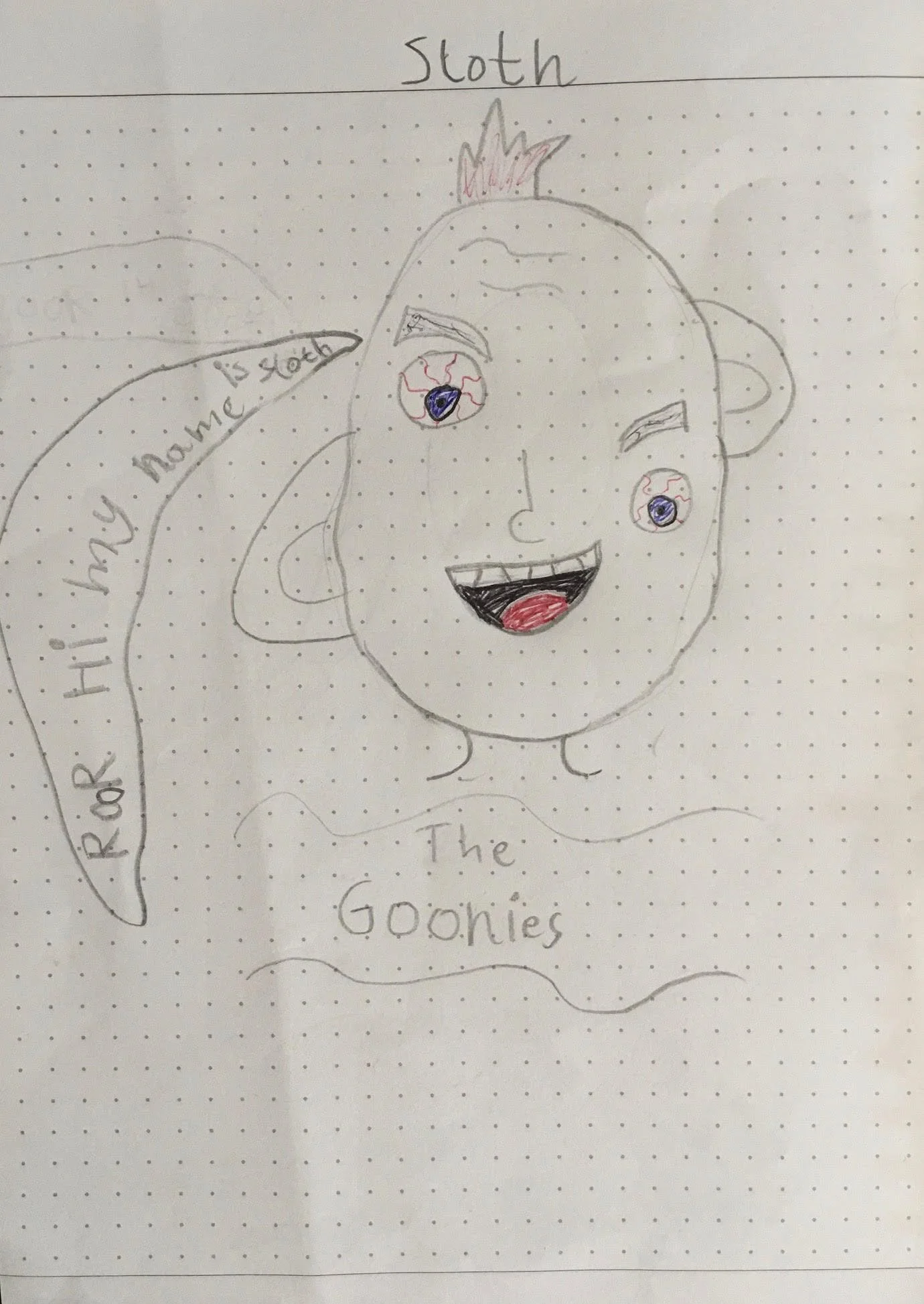 Sloth from the Goonies by Charlotte aged 7.jpg