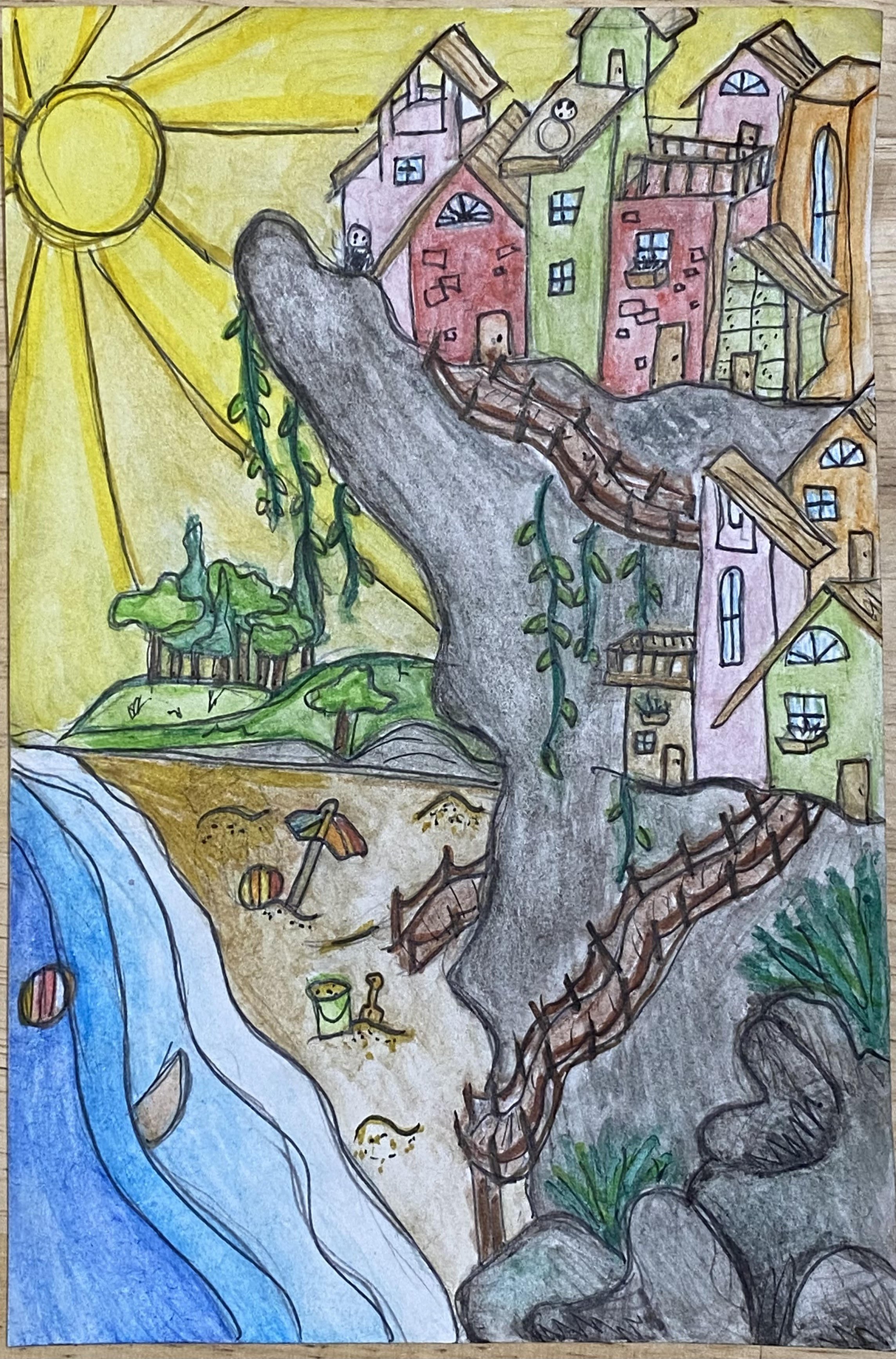 Seaside village by Addyson aged 11.jpg