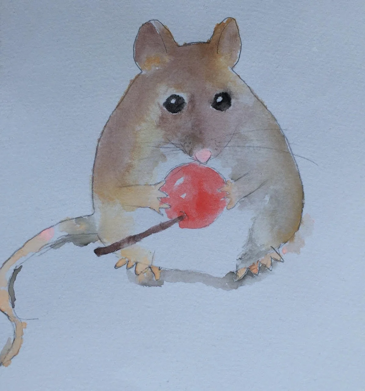 Mouse and cherry by Ava aged 11..jpg