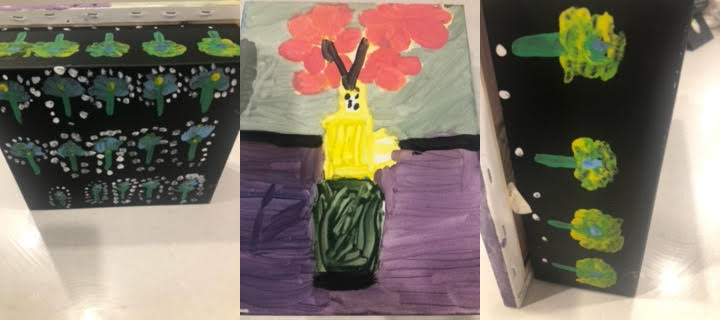 Flower canvas mounted on custom drum by Rose aged 7..PNG