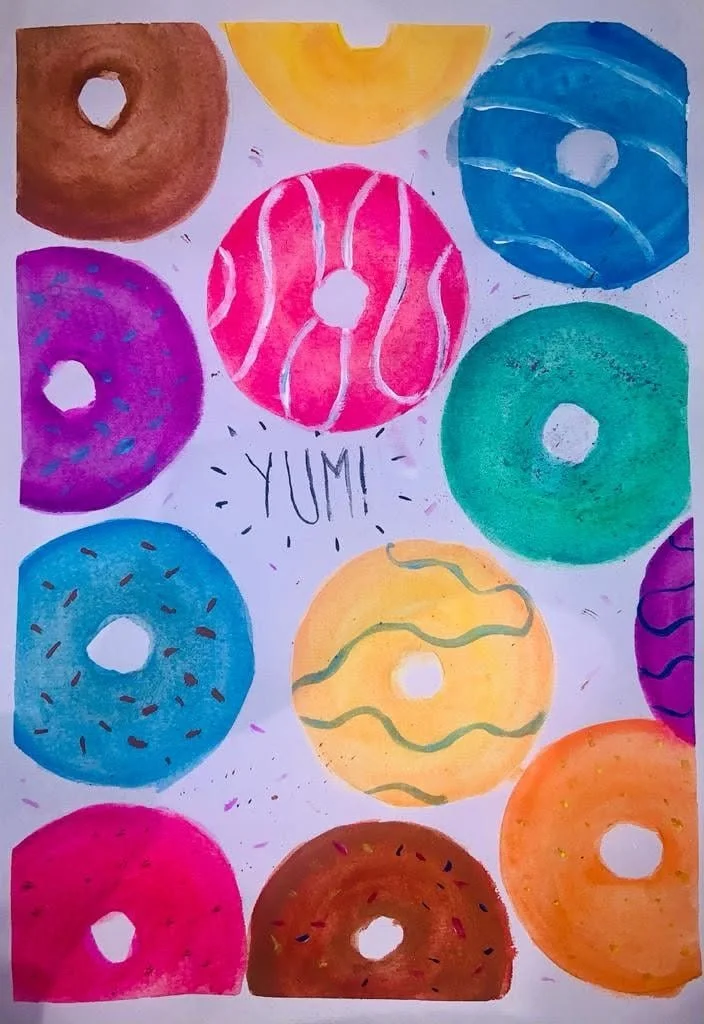 Watercolour donuts by Akshara aged 10.jpg