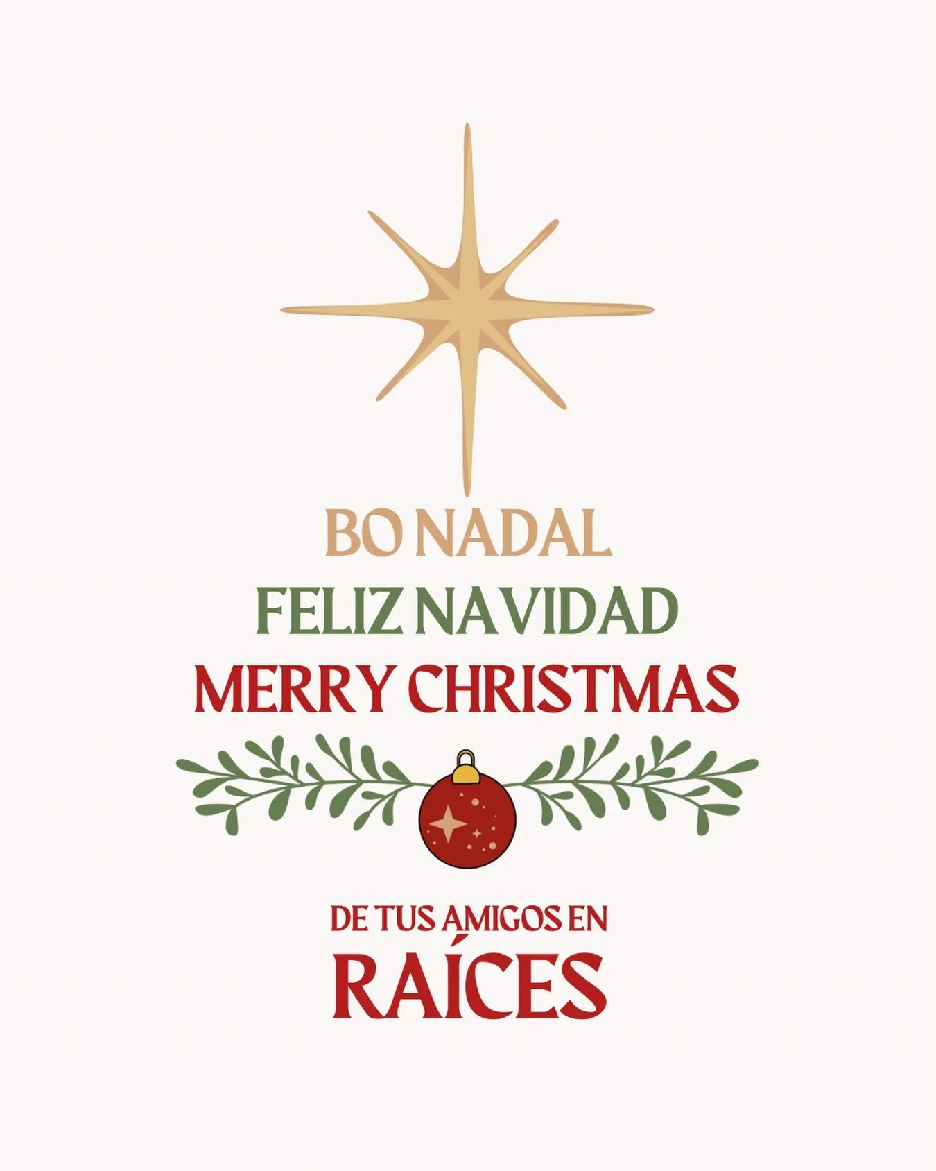 🌲 Bo Nadal! &iexcl;De parte de todo el equipo de Ra&iacute;ces! 🌳