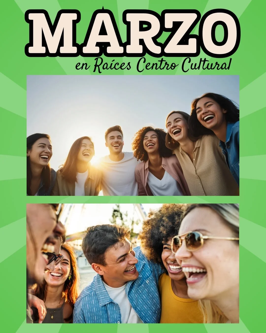 📅✨ Marzo viene cargado de vida en Ra&iacute;ces Centro Cultural

Adem&aacute;s de nuestros eventos semanales:
🗣 English Club &ndash; lunes 20:30h
🧸 Juego Libre &ndash; martes 12:00h
☕ Coffee + Conversation &ndash; jueves 12:00h
🧸Juego Libre &ndas