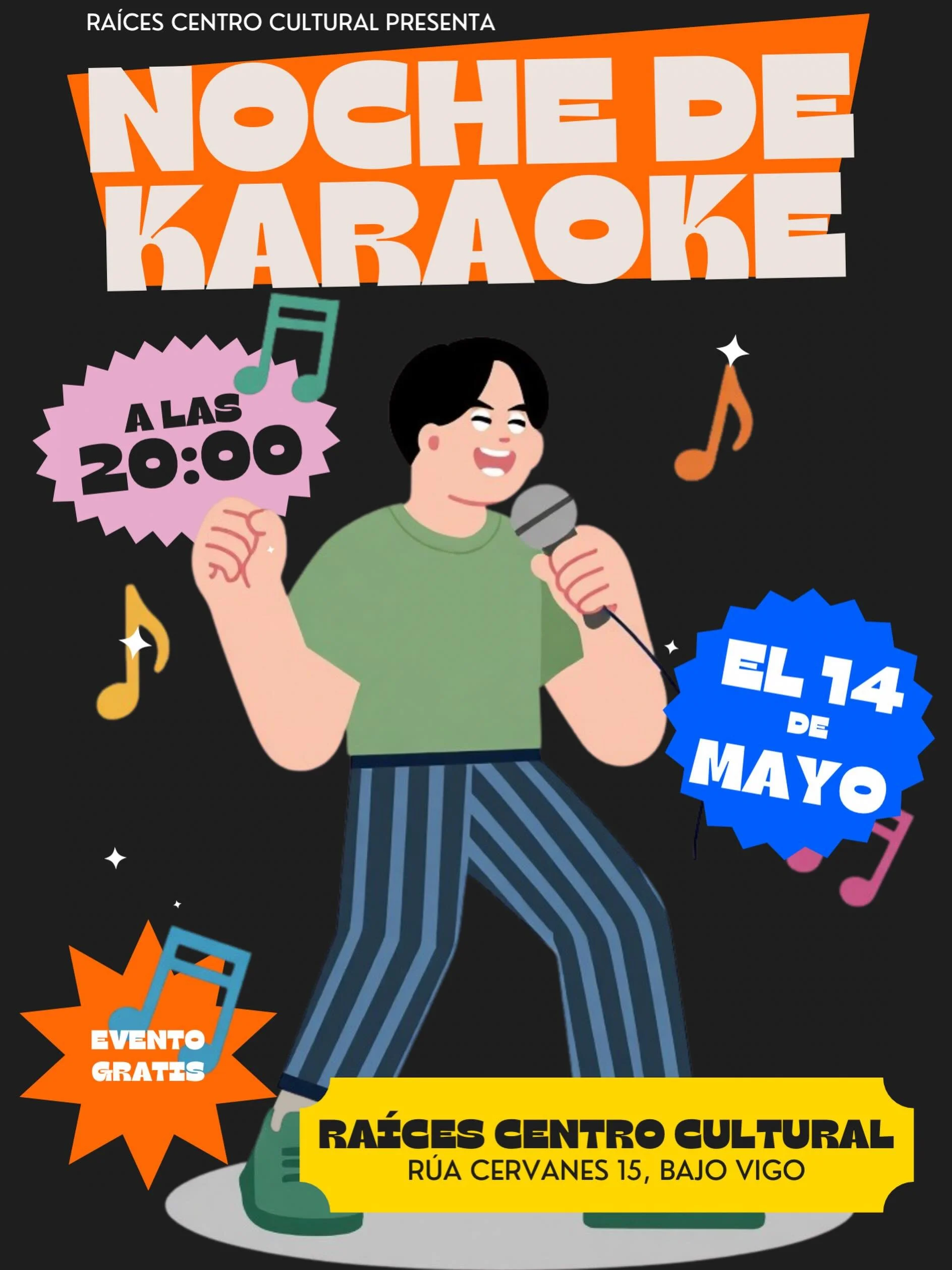 🎤✨ &iexcl;Este jueves se viene noche de karaoke en Ra&iacute;ces Centro Cultural! ✨🎤

&iquest;Te sabes todos los temazos de Rosal&iacute;a, Taylor Swift, Karol G o los cl&aacute;sicos que todo el mundo canta a gritos? Entonces este plan es para ti 