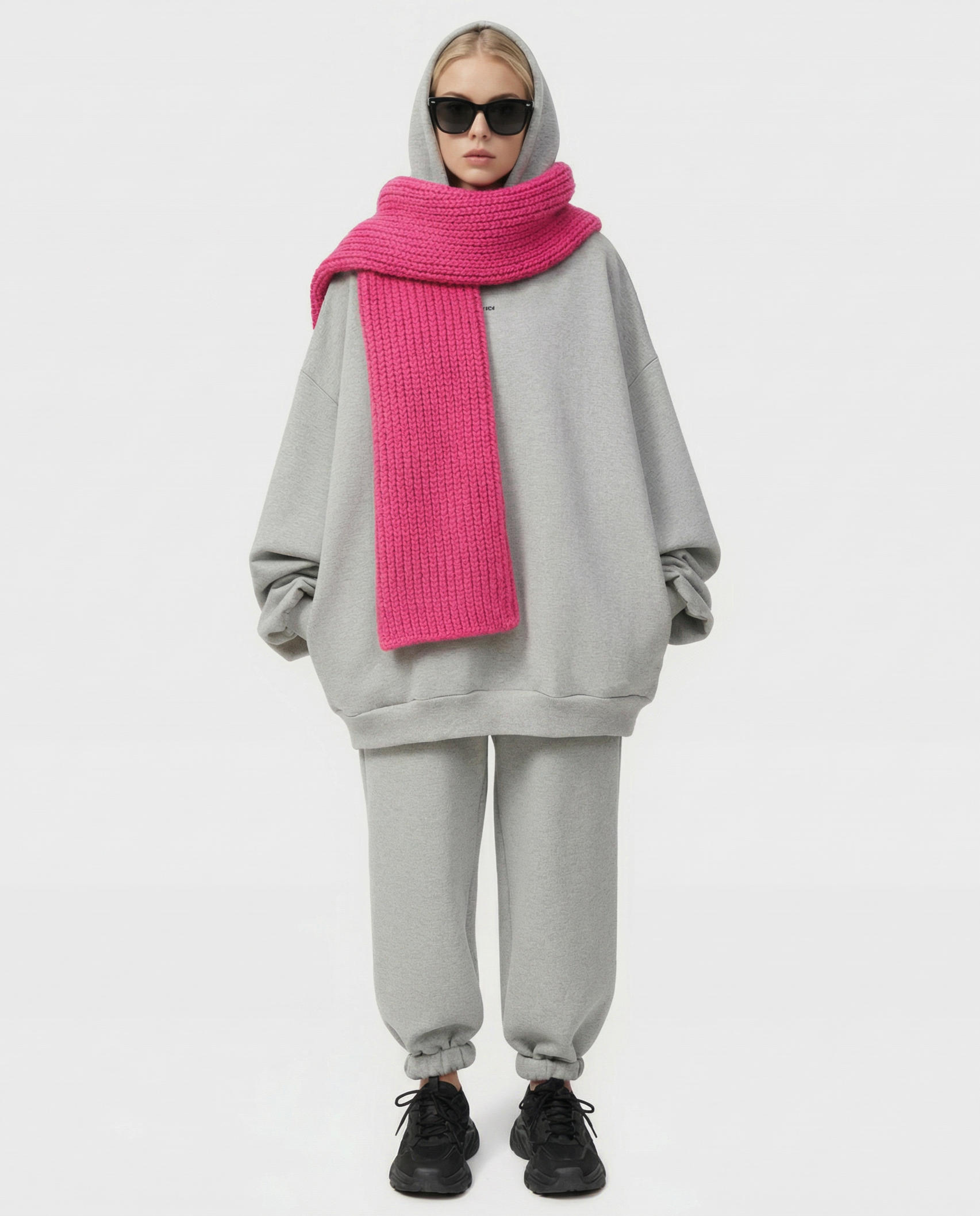 grey oversized hoodie grey color in organic cotton.