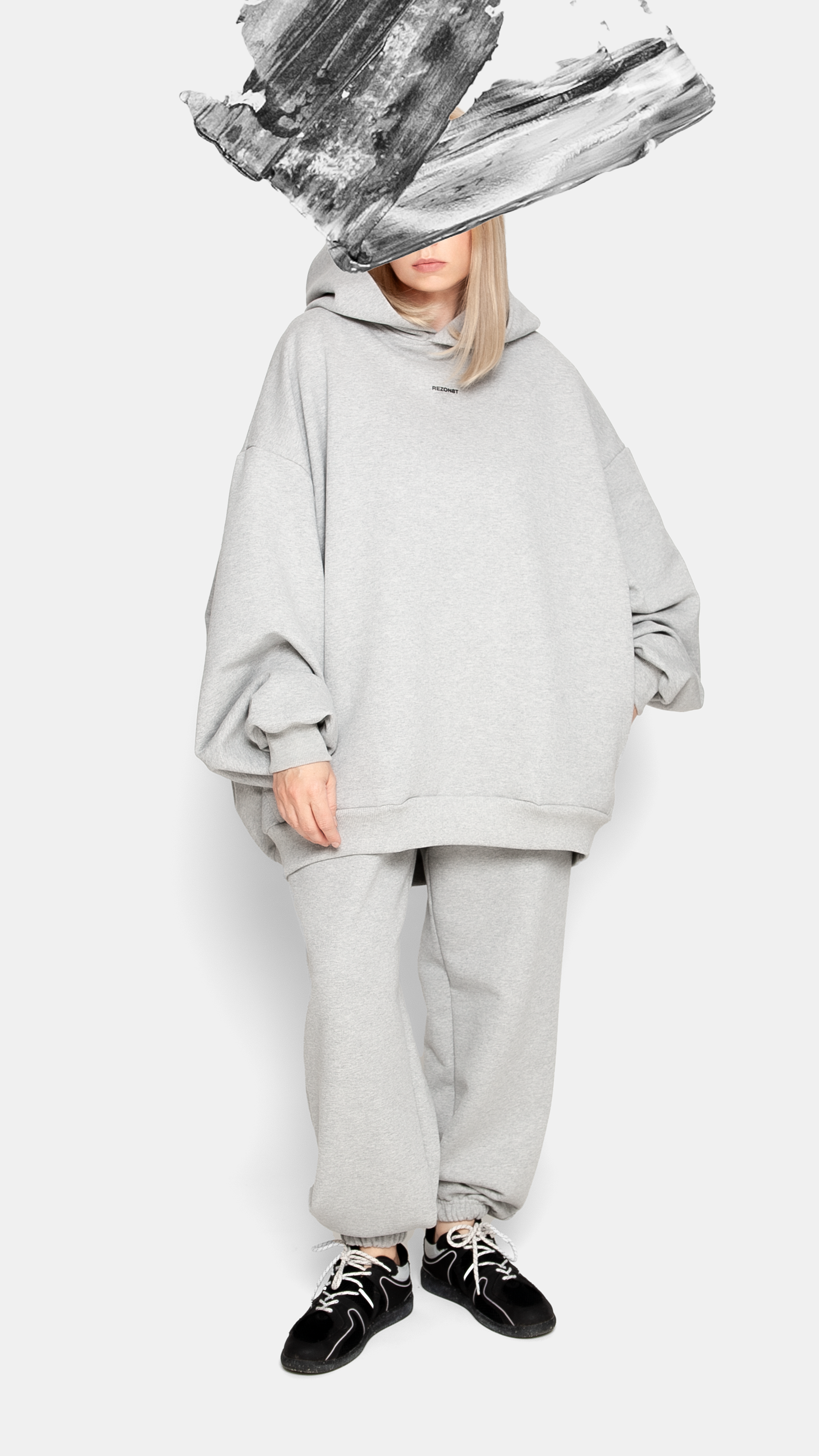 Oversized premium hoodie in grey cotton