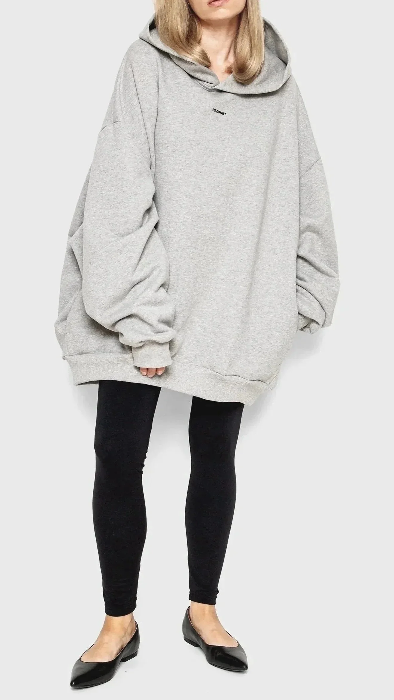 Premium oversized hoodie in grey melange made in europe