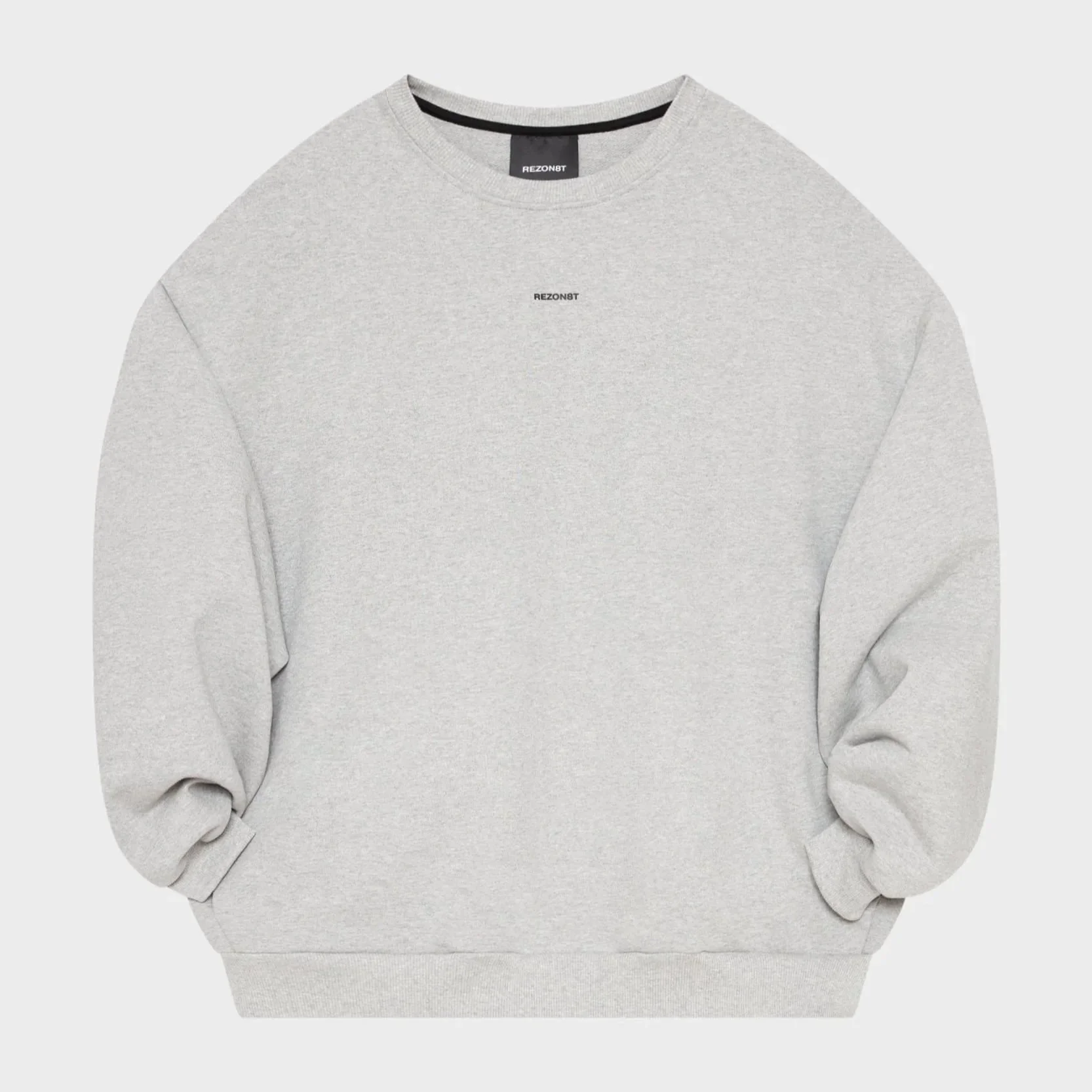 Grey ESSENCE oversized sweatshirt by REZON8T — minimalist Danish design in sustainable cotton.