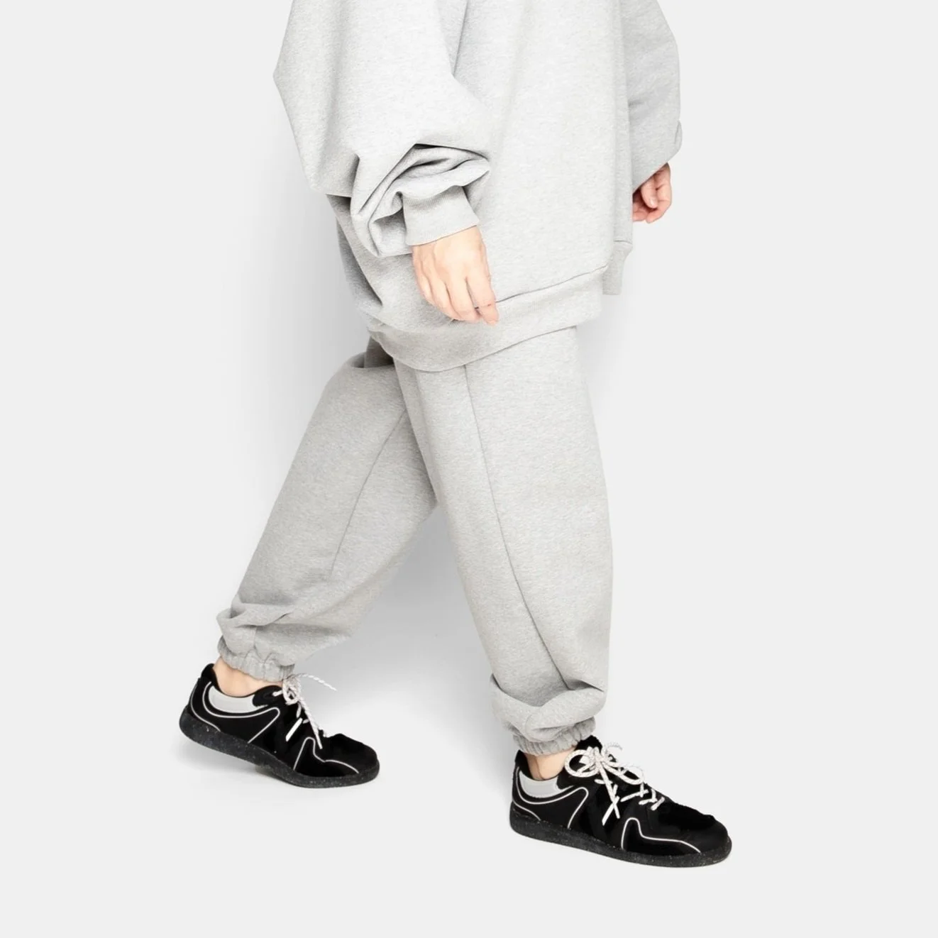 Graue übergroße Jogginghosen für Frauen