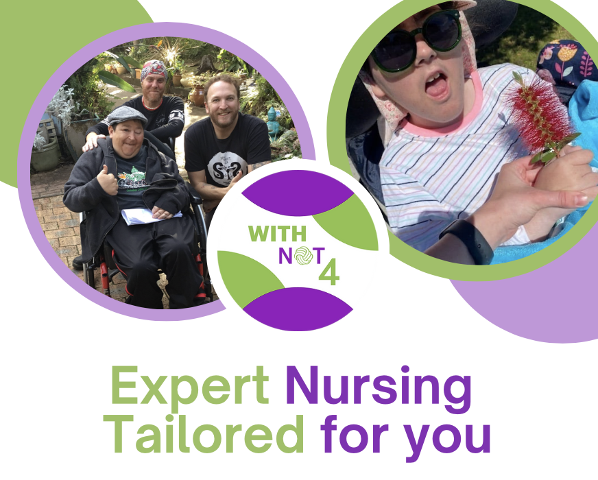 Nursing Title and Images of people with a disability. 