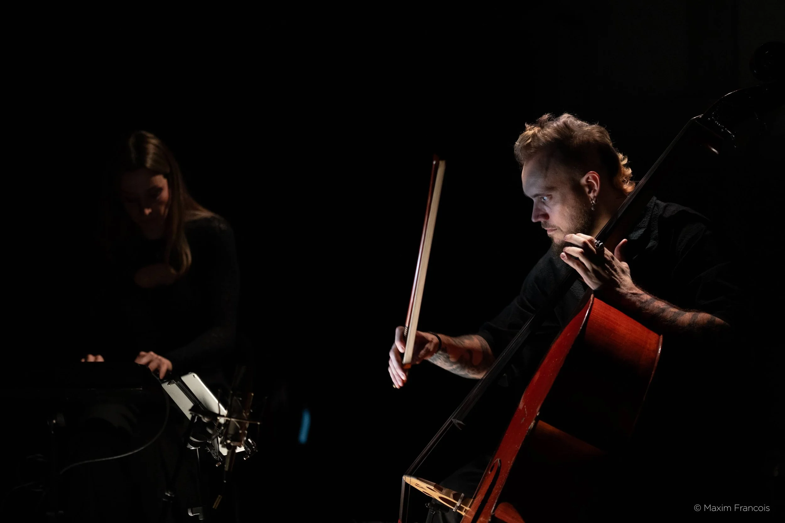 Dimorphos Delta/ Folk Song VII* [2026],
Sofia Avramidou, Nicolas Crosse, IRCAM – Centre Pompidou, Festival Présences, © Maxim François