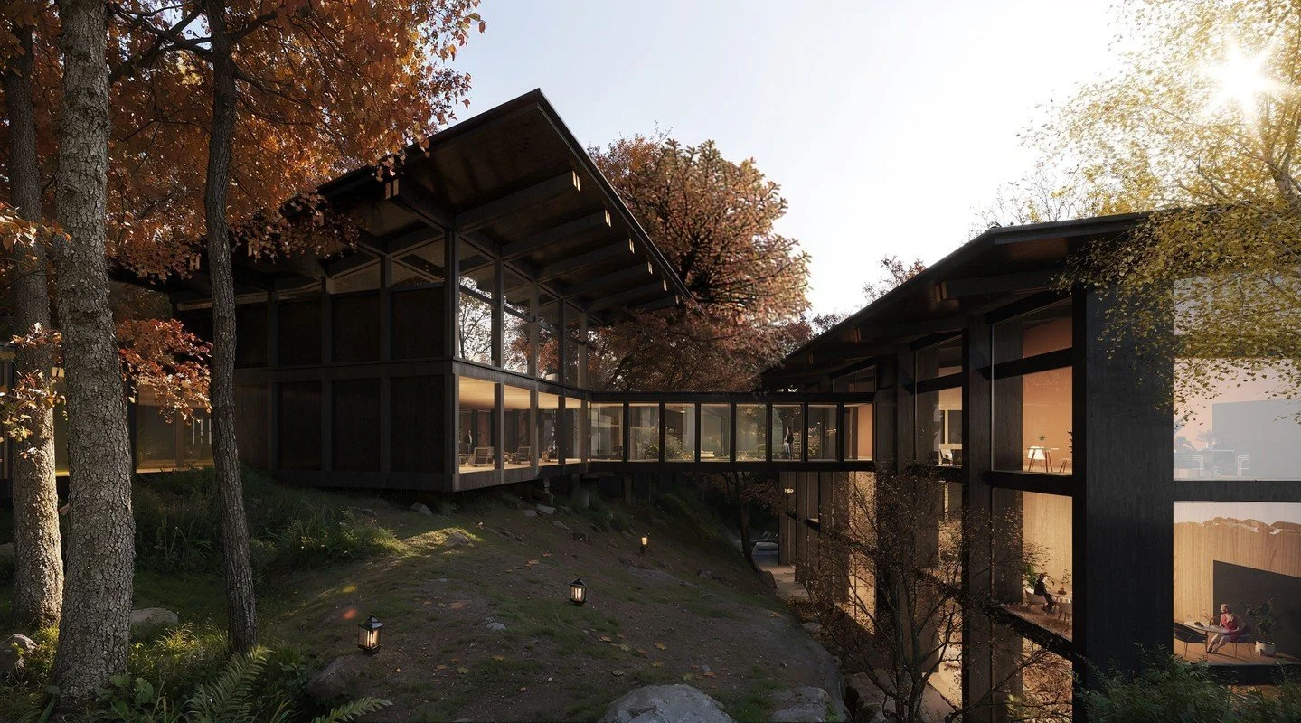 Panoramic pathways connect the various pavilions within the Montenegro masterplan.

The journey between each amenity weaves together an experience for visitors, with each facility cultivating a sense of community and well-being. 

These spaces provid