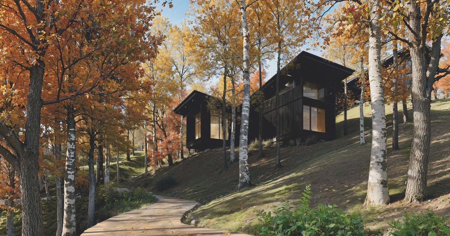 Situated at the highest point in the north-east section of the Montenegro masterplan, the design incorporates ten lodges that aim to provide a more intimate and secluded experience.

The architectural response to the site, including the design of the