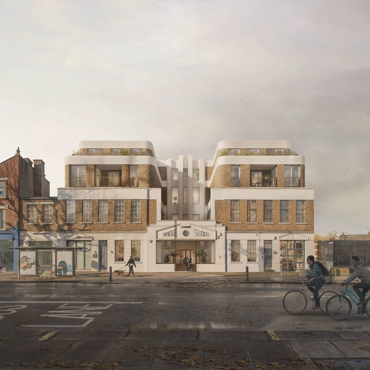 Reimagining the charm of the Art Deco aesthetics of an existing property in Hammersmith &amp; Fulham, a two-story extension is proposed to accommodate six well-proportioned apartments with a contemporary flair. 

The proposal involves integrating two