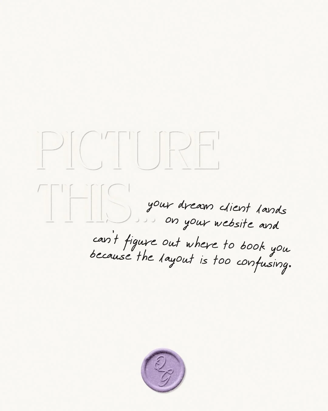 Picture this&hellip; 👀
Your dream client is ready to book you BUT your website? She&rsquo;s doing you dirty.

Confusing layouts&hellip; slow load times&hellip; no idea what you actually offer vibes&hellip; suddenly your dream clients gone!

WHAT IF&