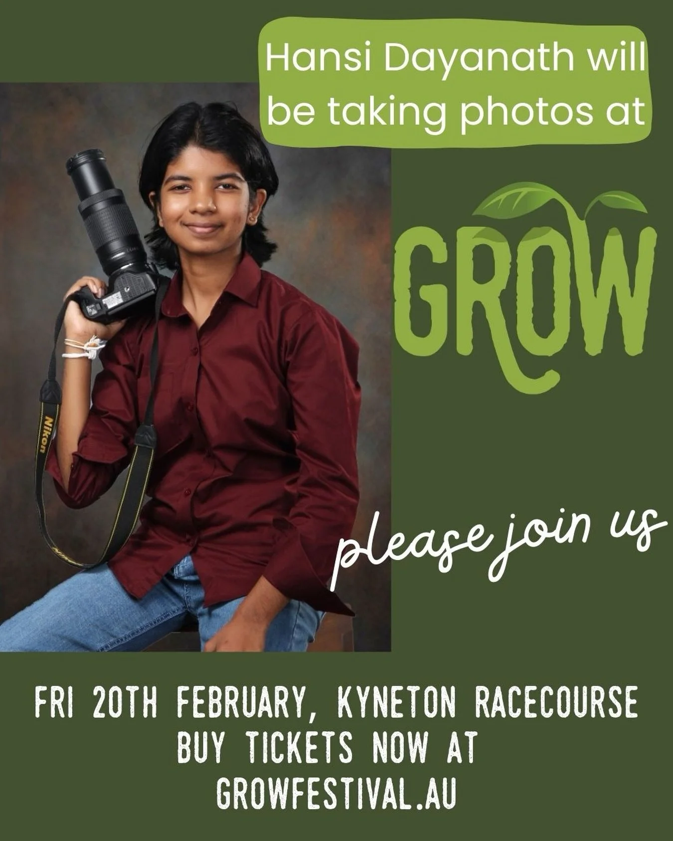 👋 A big, cheery GROW shoutout to Hansi Dayanath, one of our 2026 festival photographers

Hansi is an environmental science honours student exploring sustainable and regenerative agriculture from a social perspective

&ldquo;I love telling stories th